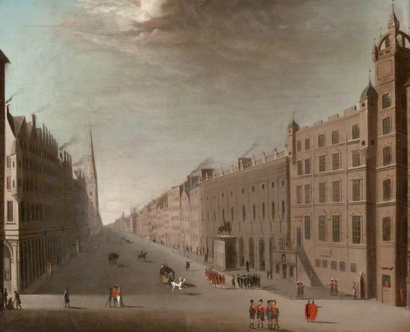Trongate, Glasgow, Looking West from Glasgow Cross (after the Foulis Academy), by Unknown, oil, 1775