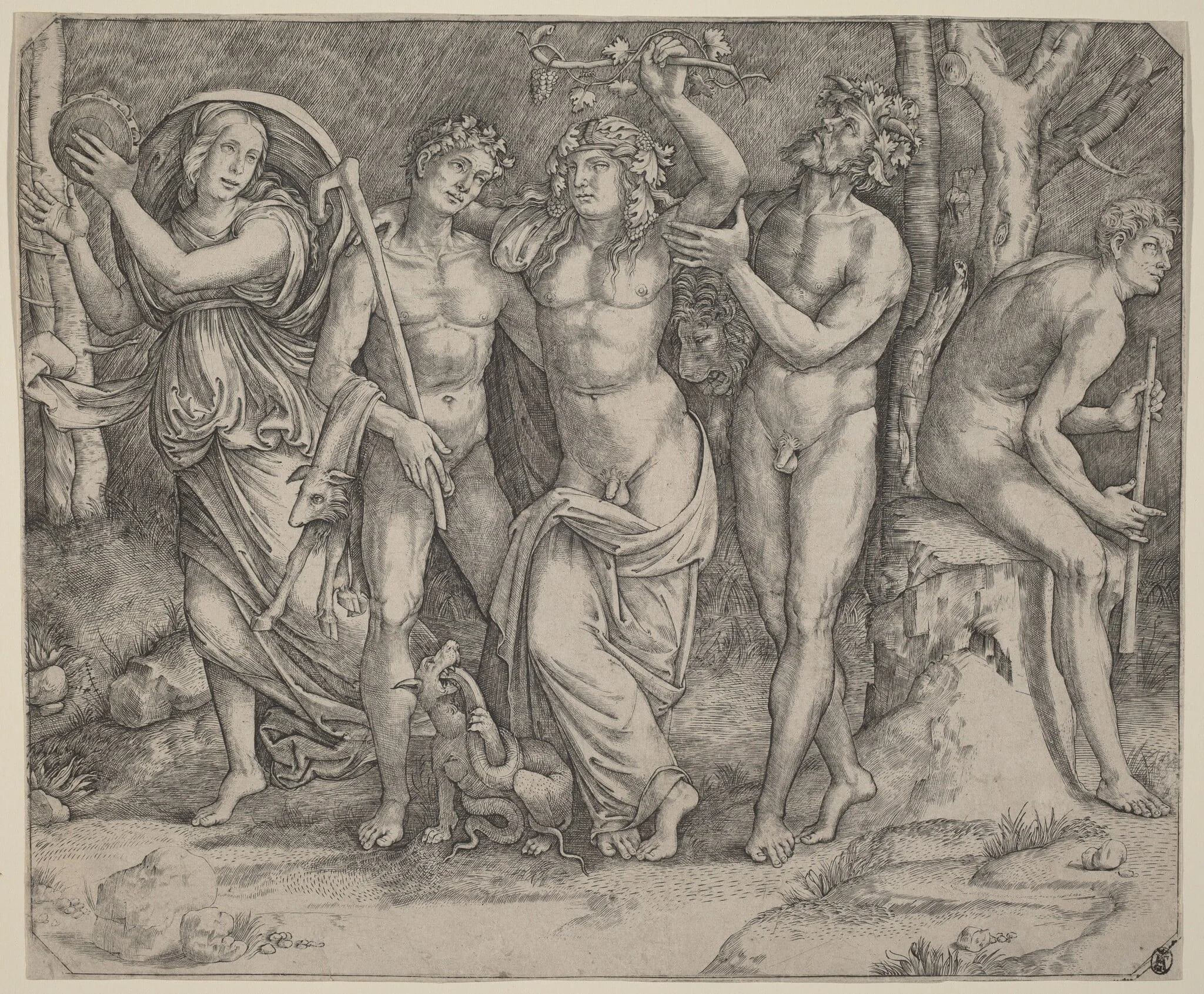 Bacchus and His Attendants, by Jacopo Francia, ink, 1506