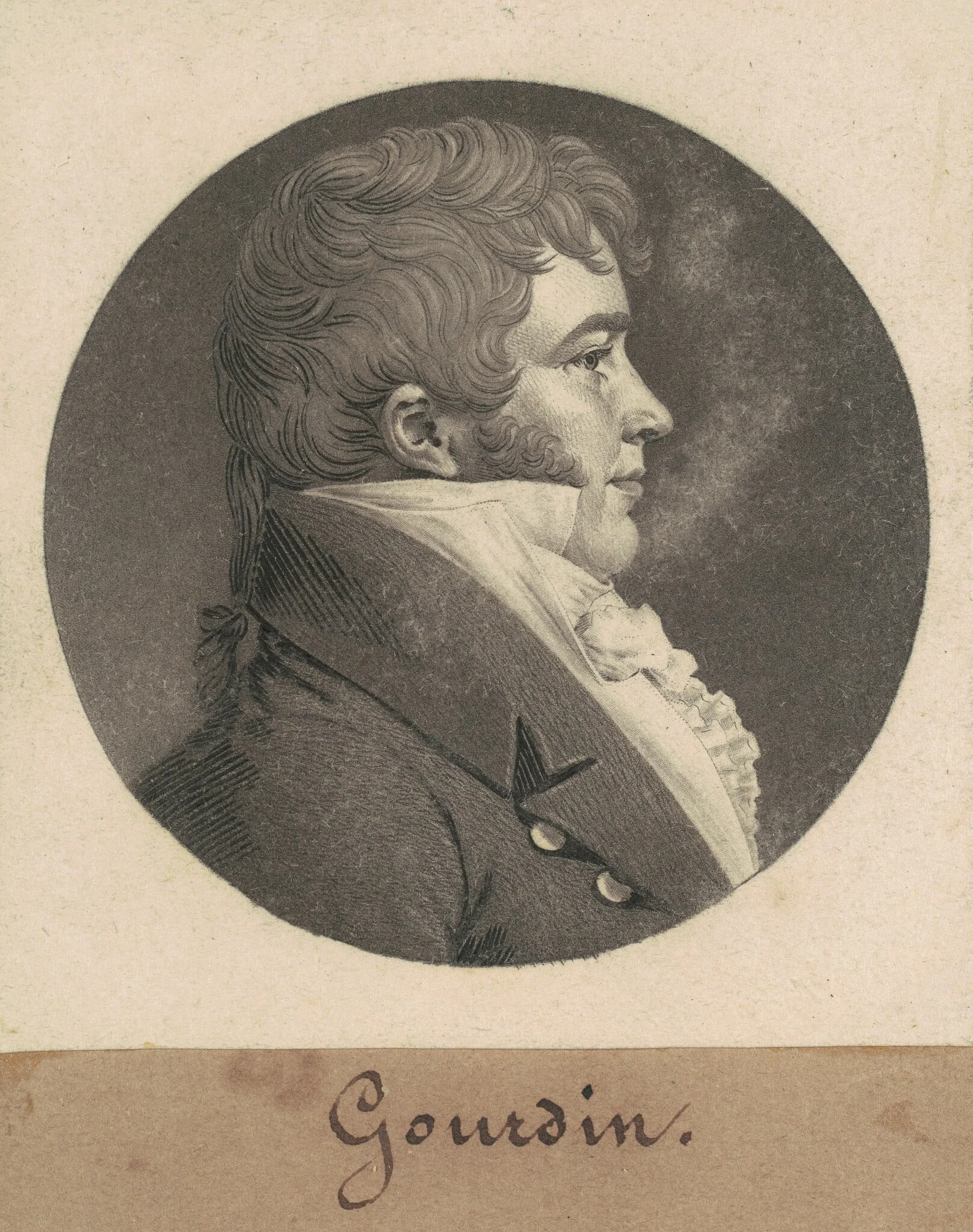 Unidentified Man, by Charles Balthazar Julien Févret de Saint-Mémin, ink, 1808