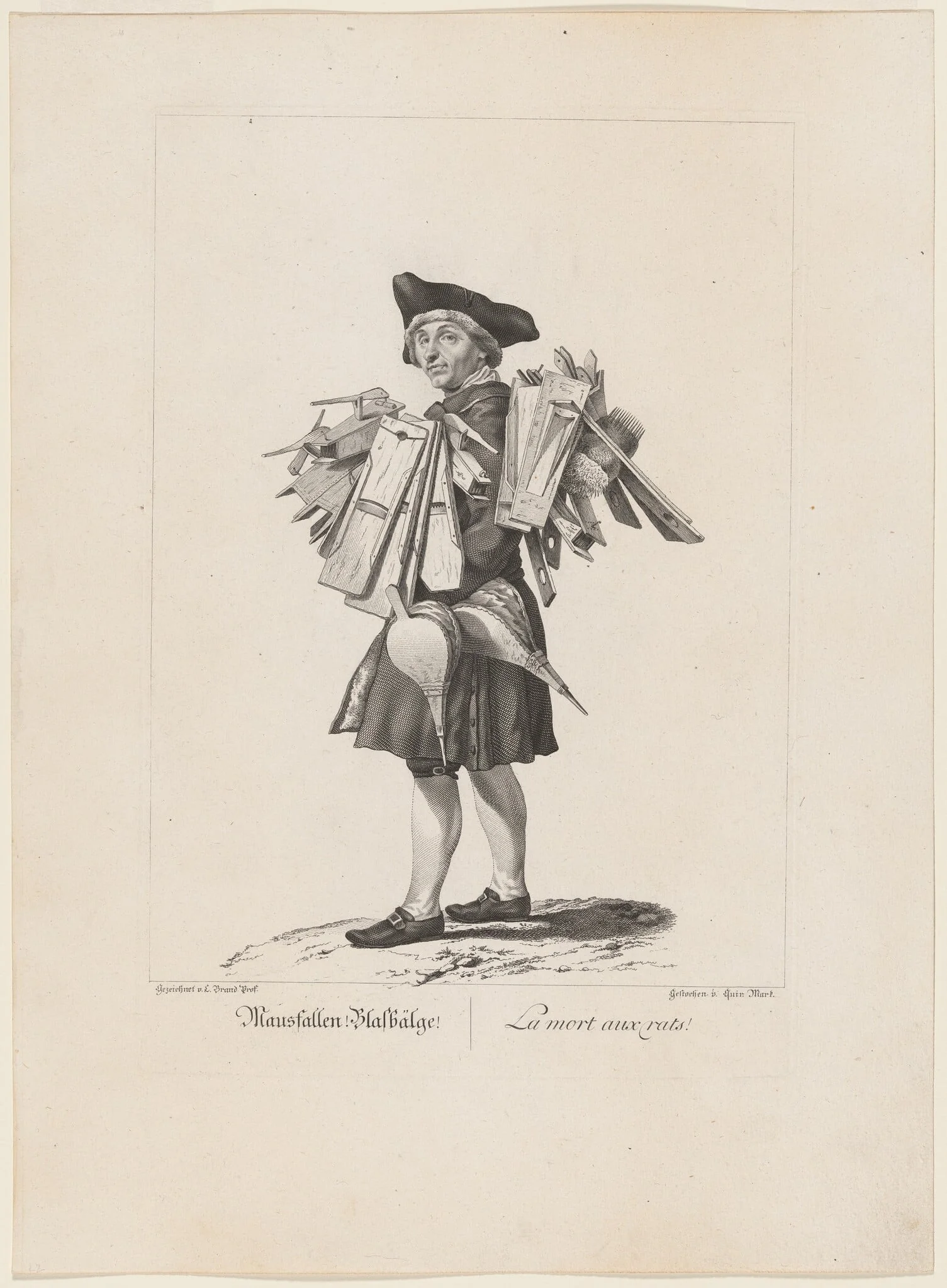 Mausfallen! Blasbälge! (Death to Mice), by Quirin Mark, ink, 1775