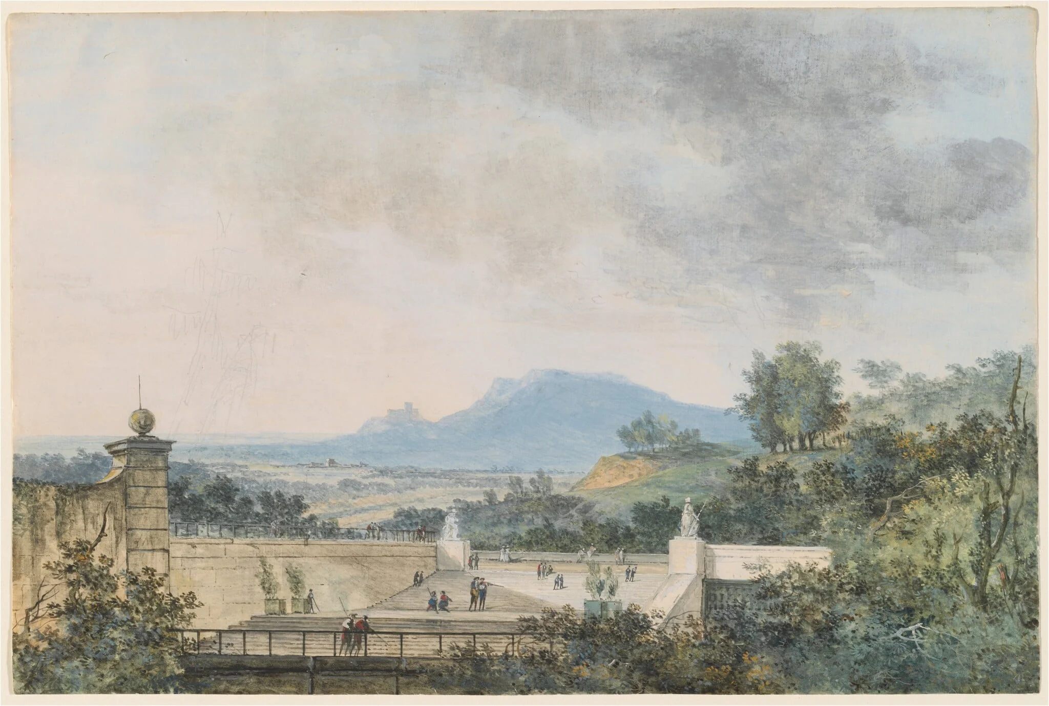 Panoramic View across a Terraced Park