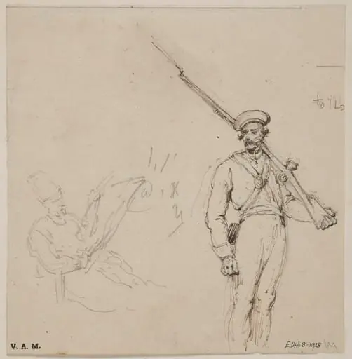 A seated Parsi, and a soldier