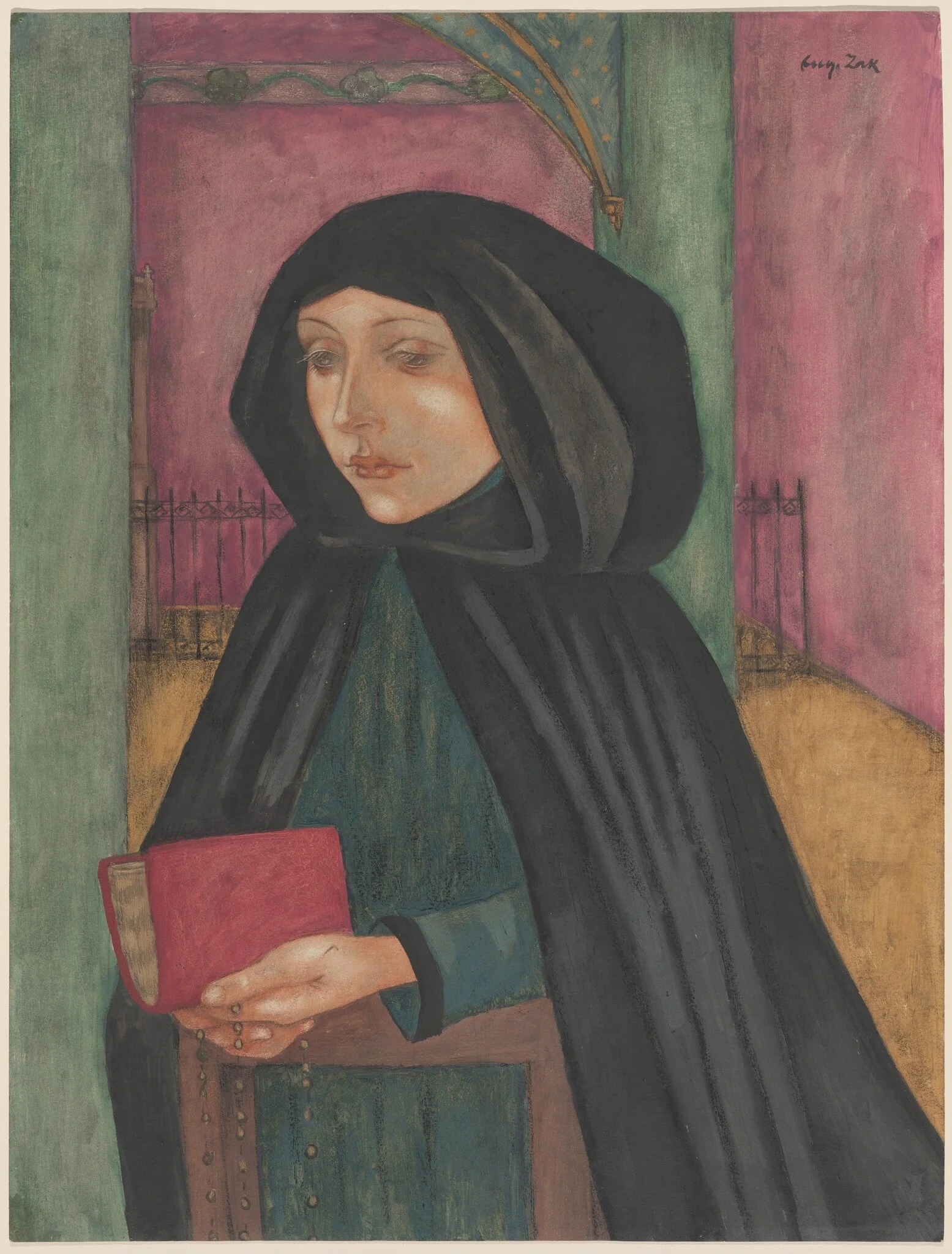 Young Girl Praying, by Eugène Zak, chalk, 1905