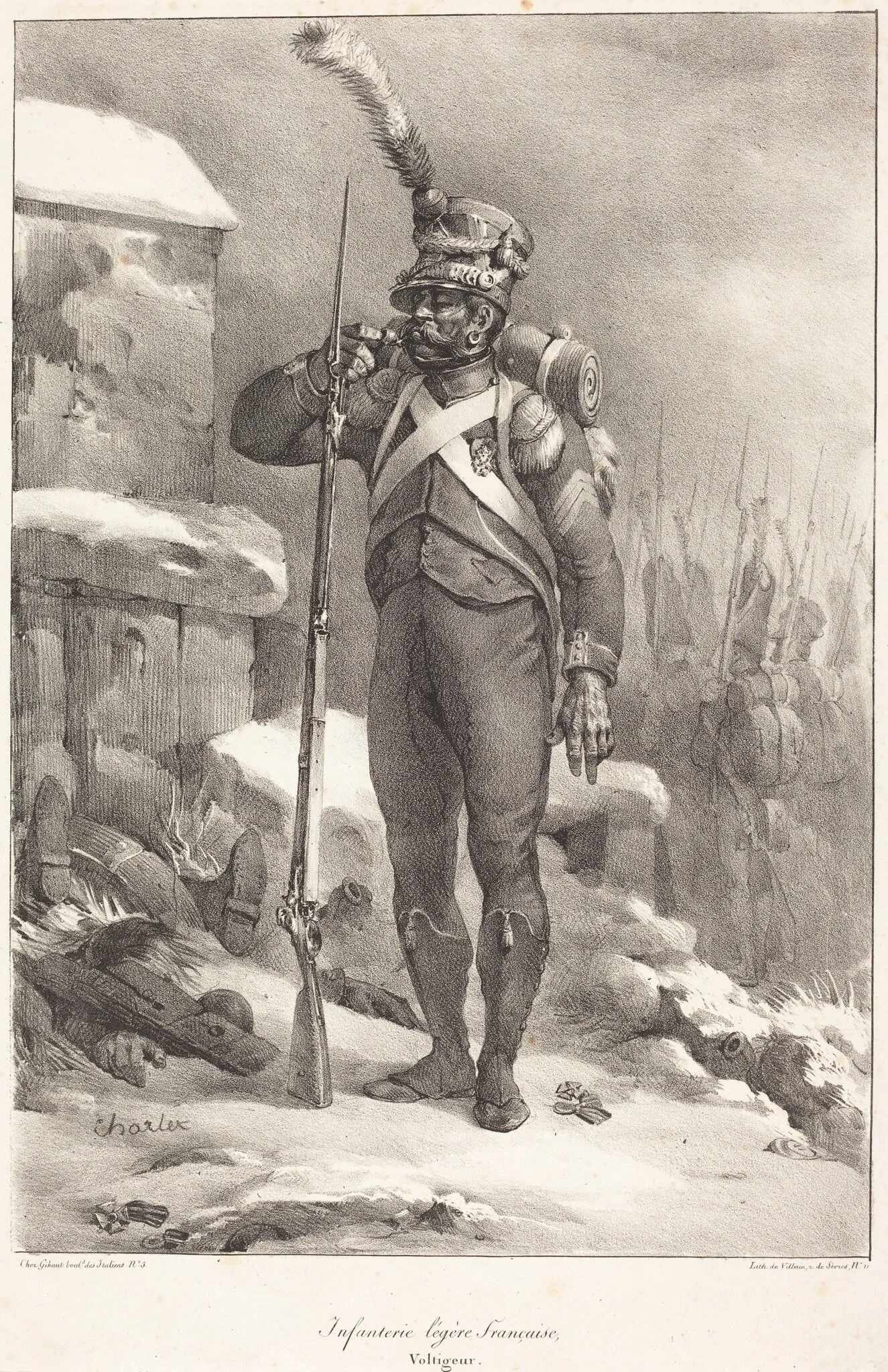 Infanterie legère française, Voltigeur, by Nicolas Toussaint Charlet, ink, 1822