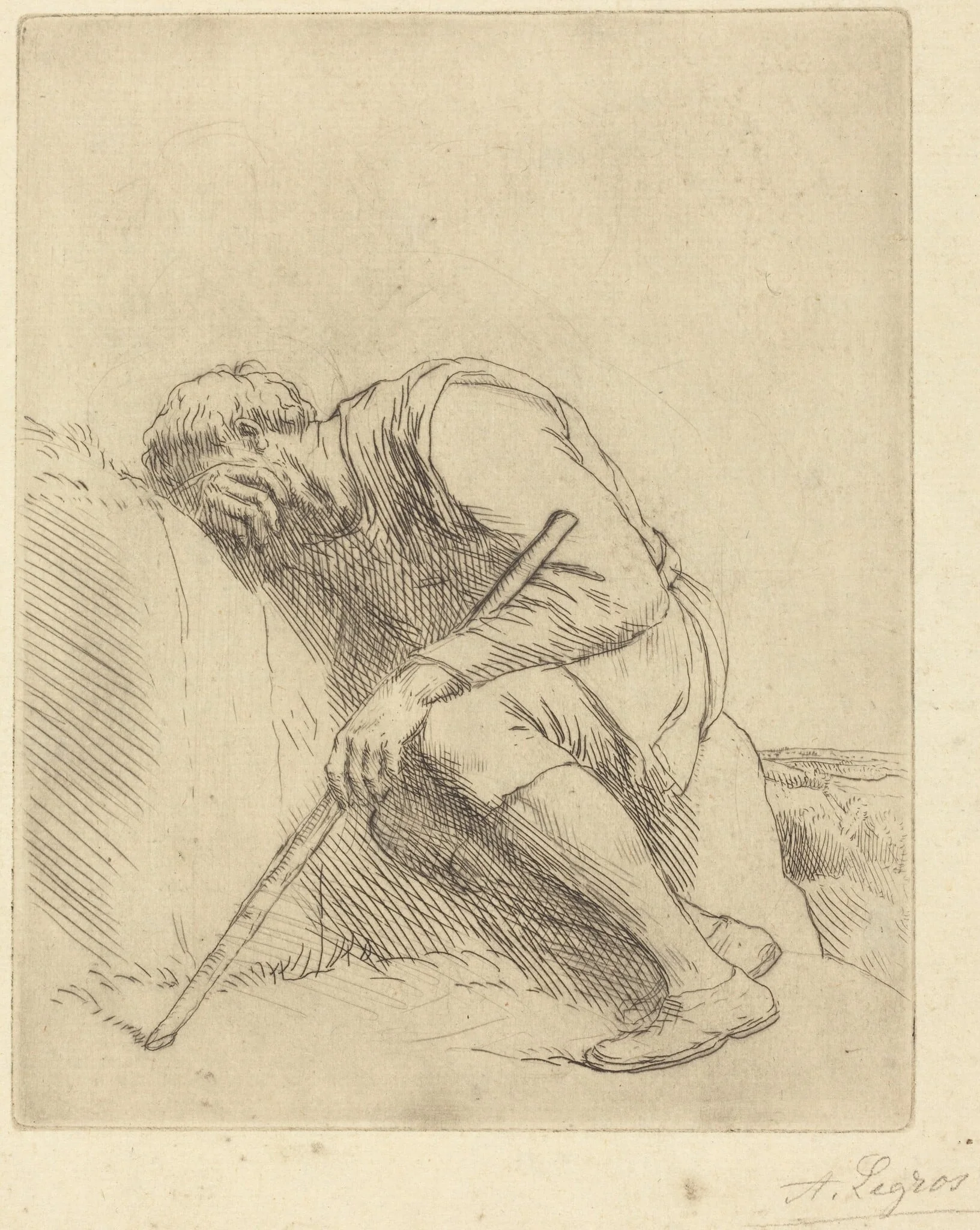 Sinbad the Sailor (Sinbad le marin), by Alphonse Legros, ink, 1874