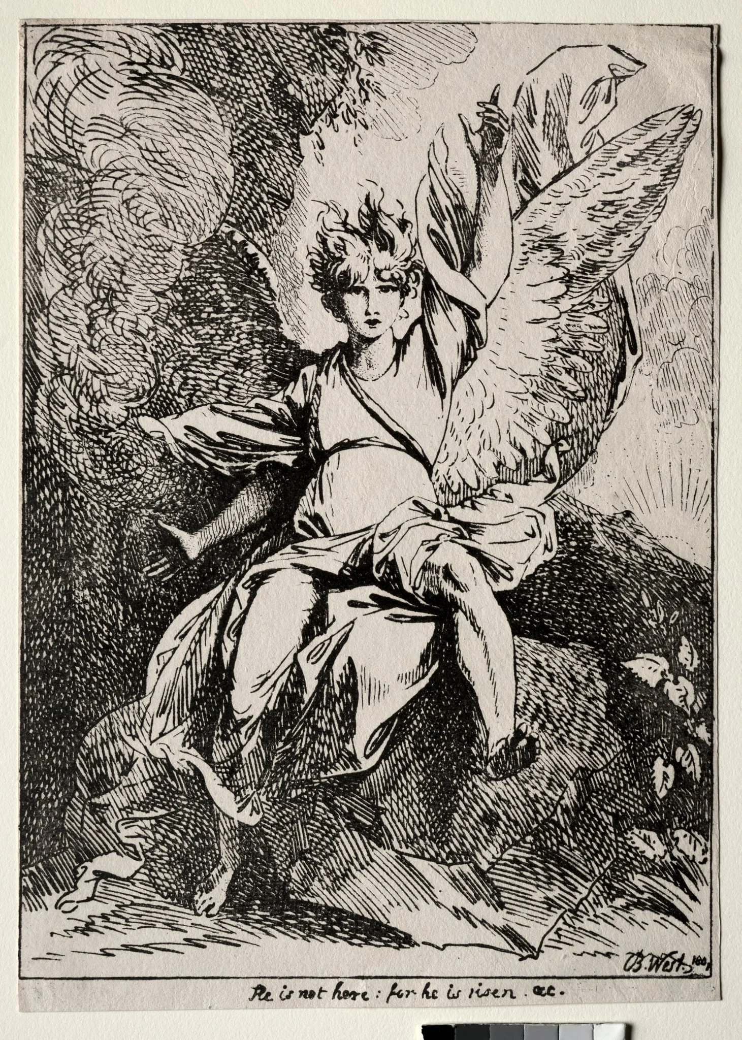 Specimens of Polyautography:  The Angel at the Tomb of Christ, by Benjamin West, 1801