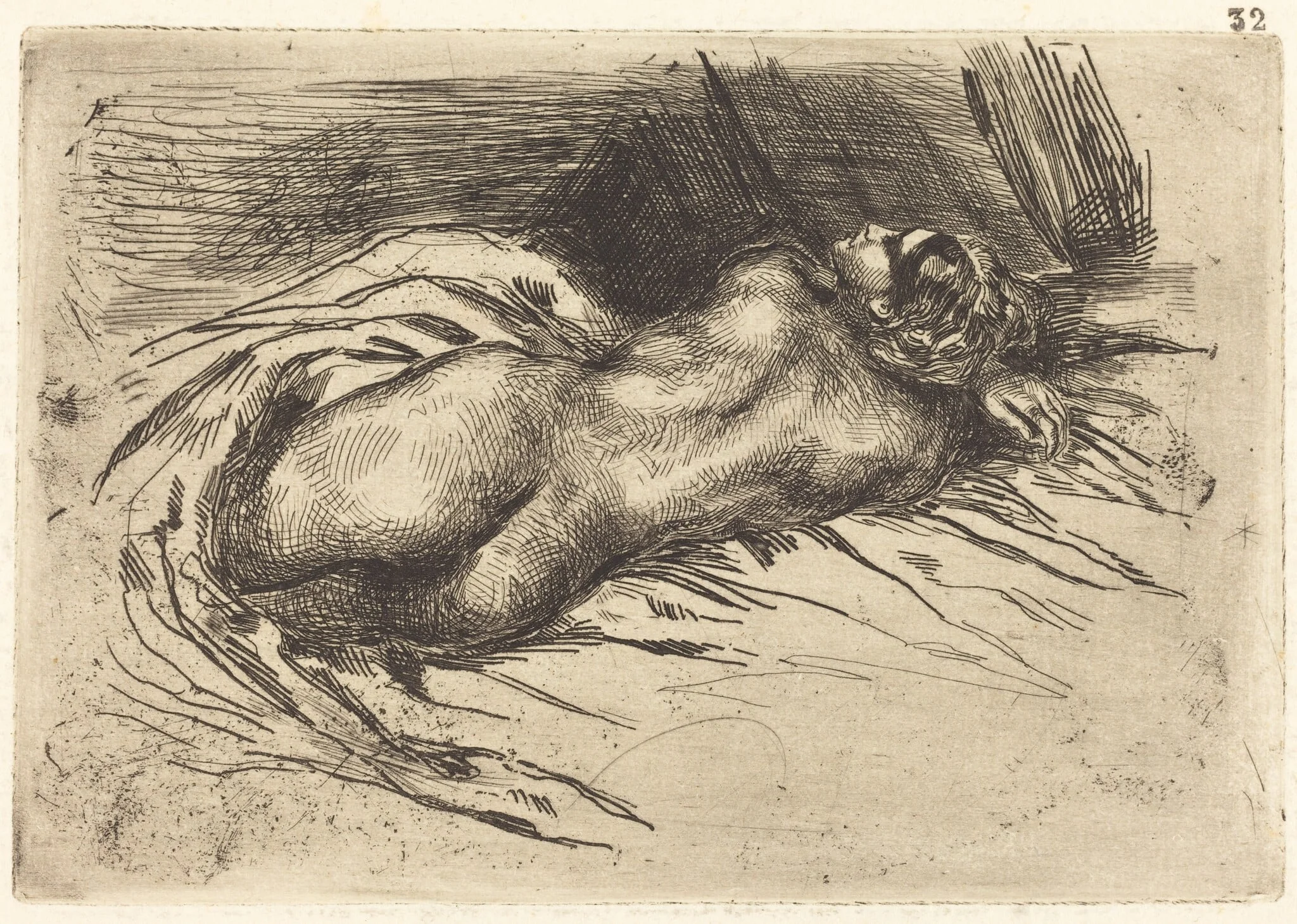 Study of a Woman, Viewed from the Back (Étude de femme vue de dos), by Eugène Delacroix, ink, 1833