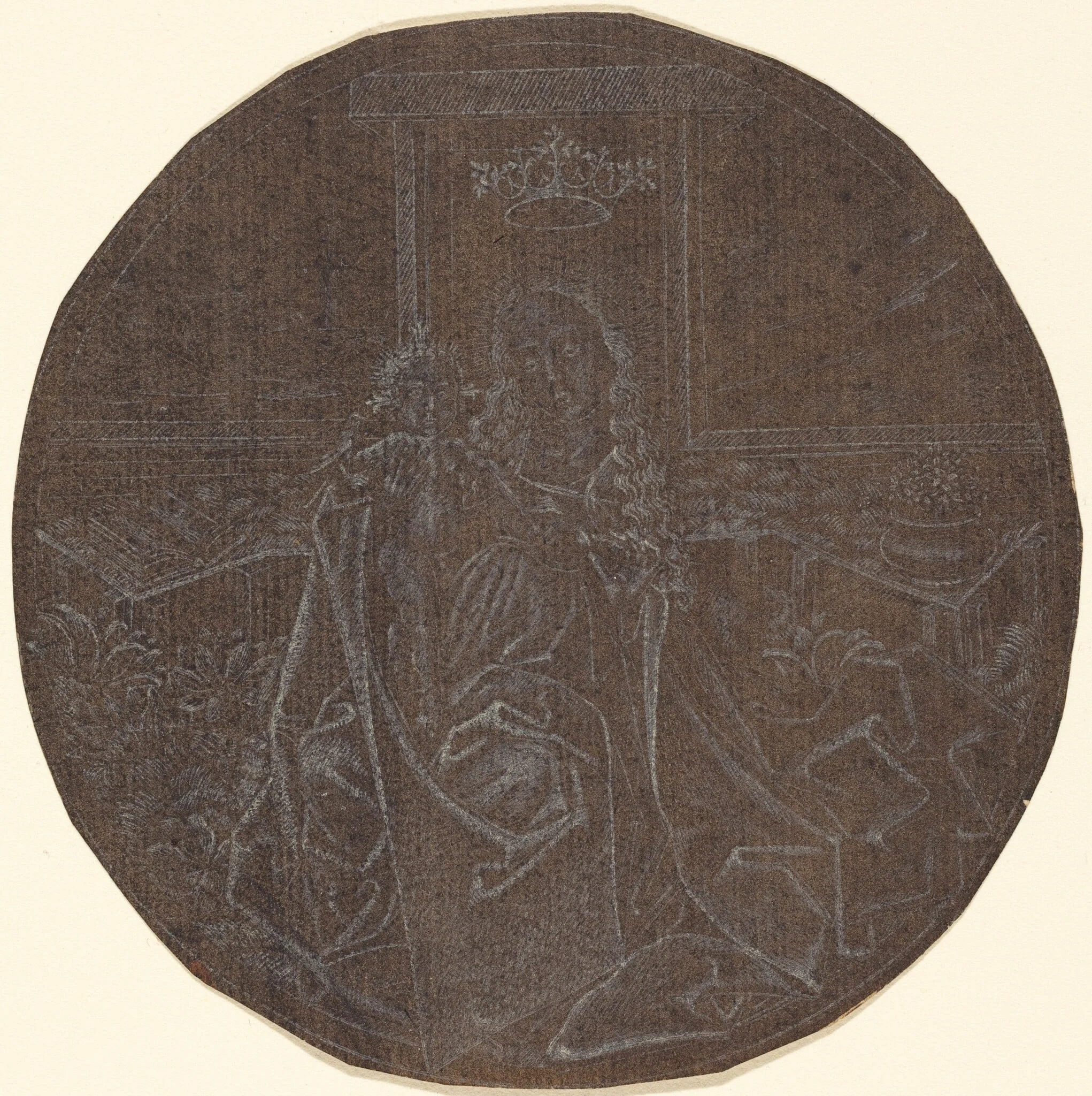 The Madonna and Child in a Garden, by Master E.S., ink, 1466