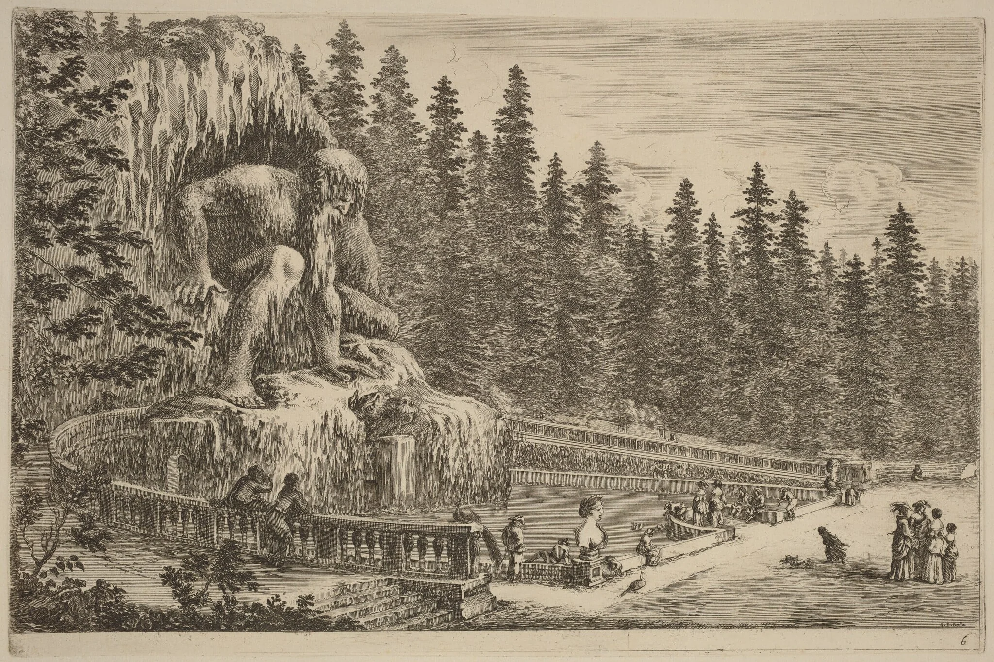 Colossal Statue of the Apennines, by Stefano Della Bella, ink, 1653