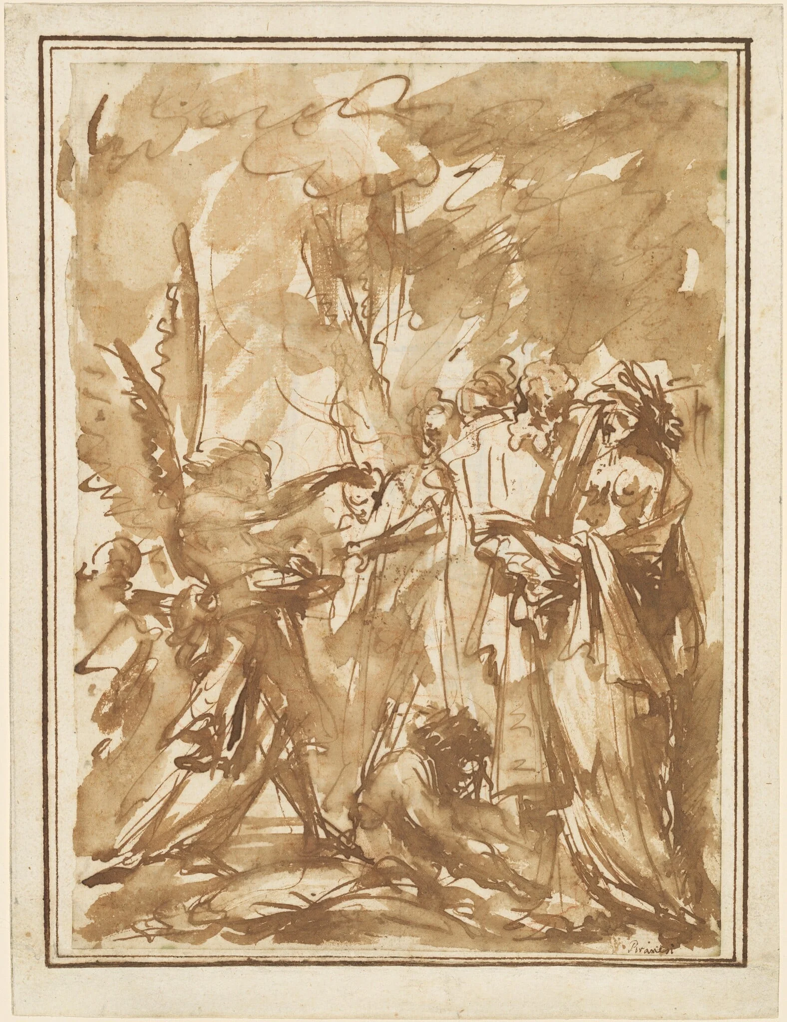 Scherzo with Antique Figures, by Giovanni Battista Piranesi, ink, 1744