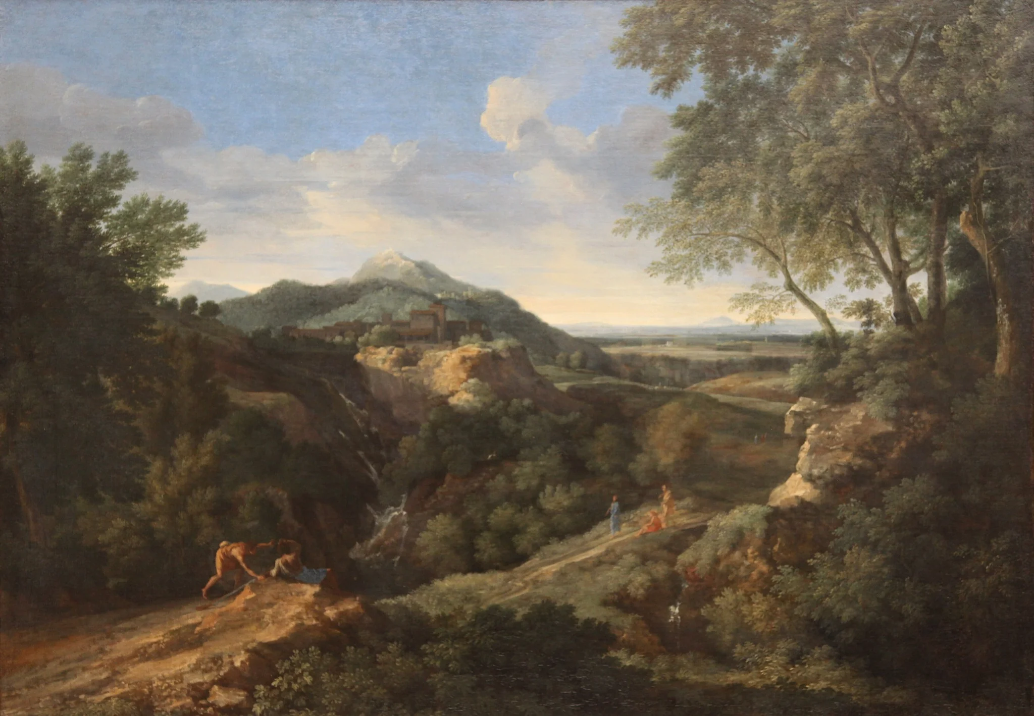 Mountainous Roman landscape, by Gaspard Dughet, paint, 1658
