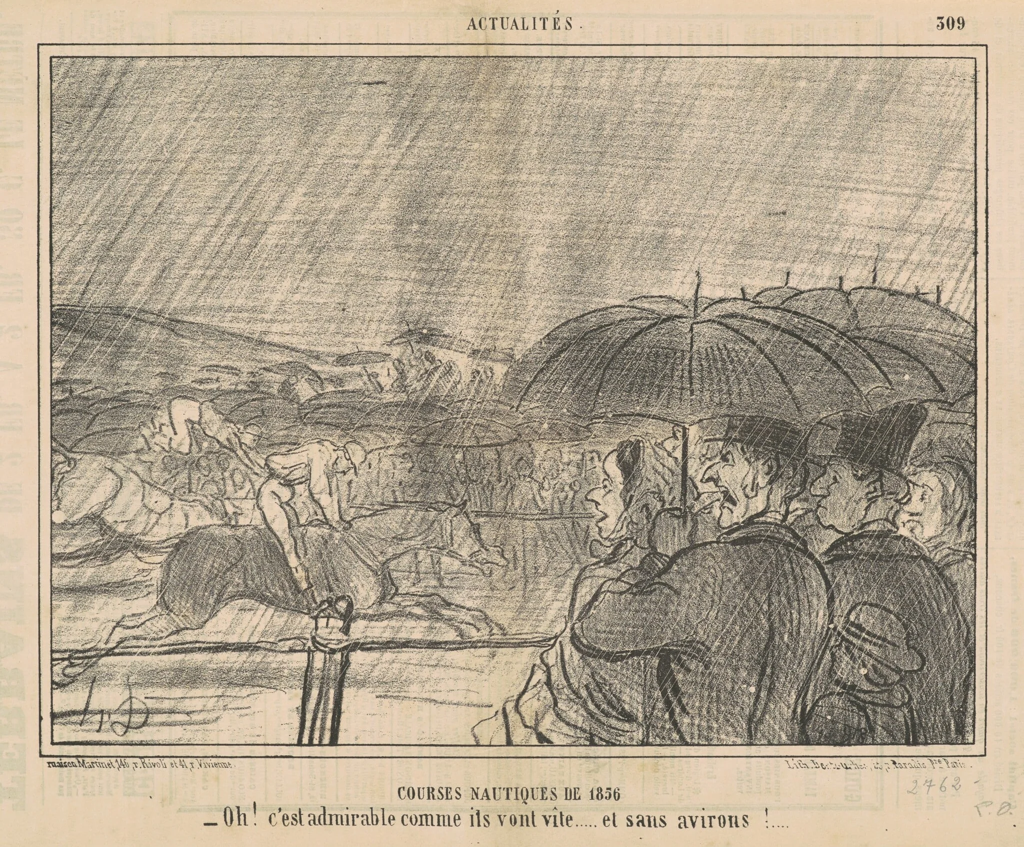 Courses nautiques de 1856, by Honoré Daumier, ink, 1856