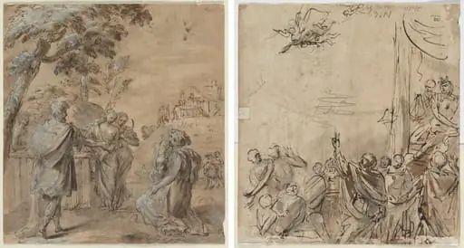 Ruth and Boaz (recto) The Fall of Simon Magus (verso)