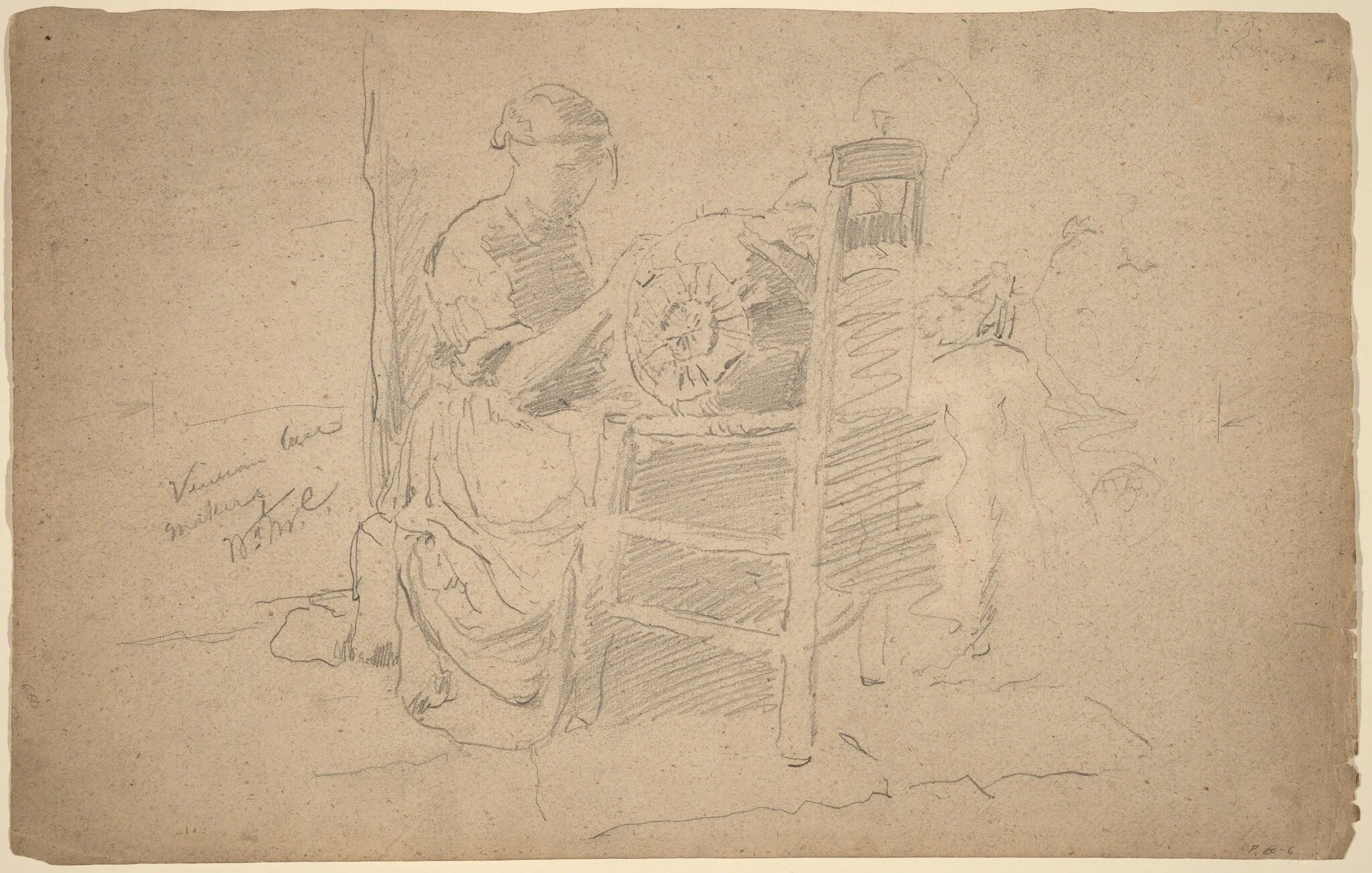 Venetian Lace Making, by William Merritt Chase, graphite, 1882