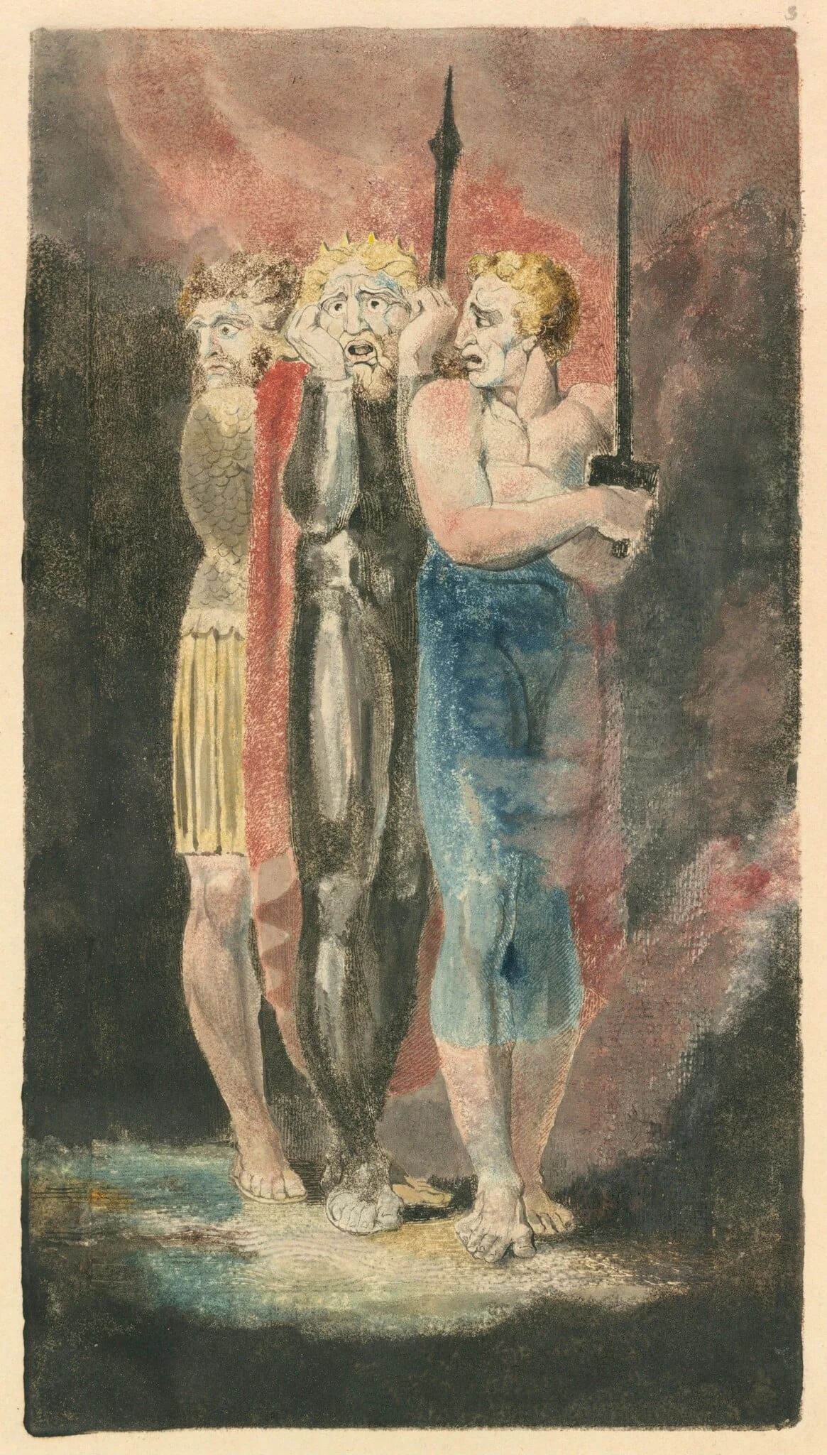 The Accusers of Theft, Adultery, Murder (War), by William Blake, ink, 1795