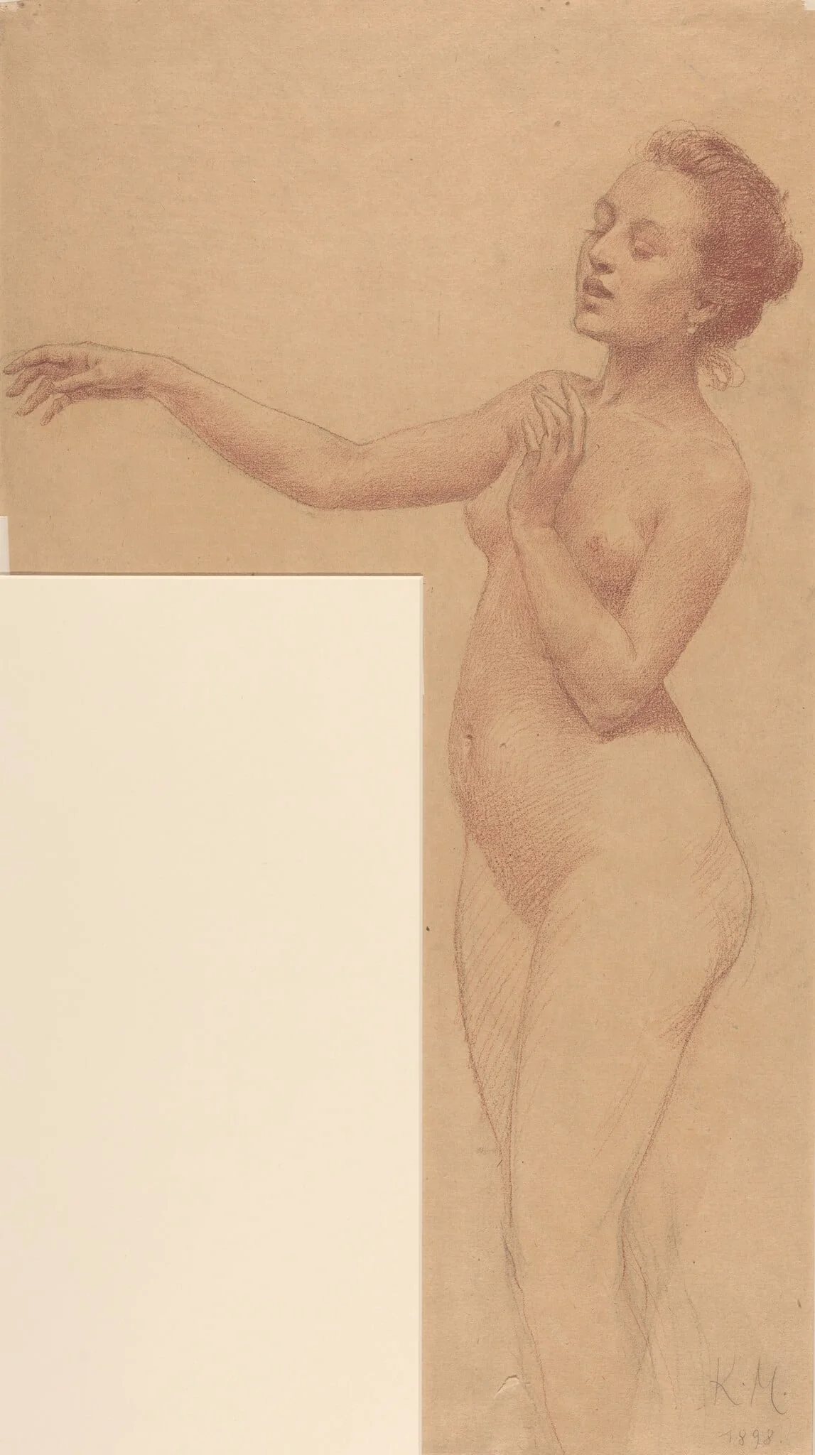 Female Nude with Outstretched Arm, by Karel Vitezslav Masek, graphite, 1898