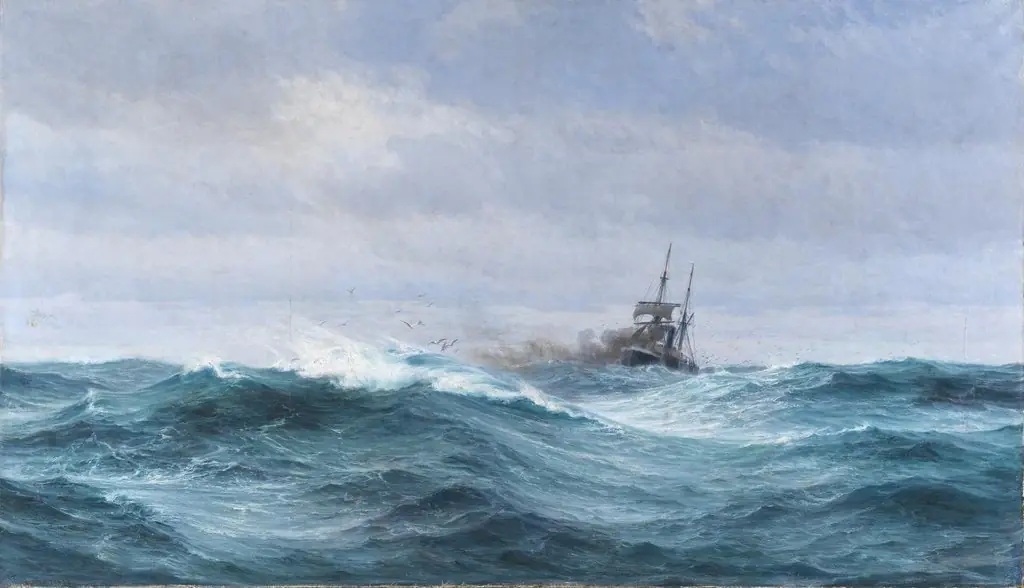Et skib i storm på Atlanterhavet