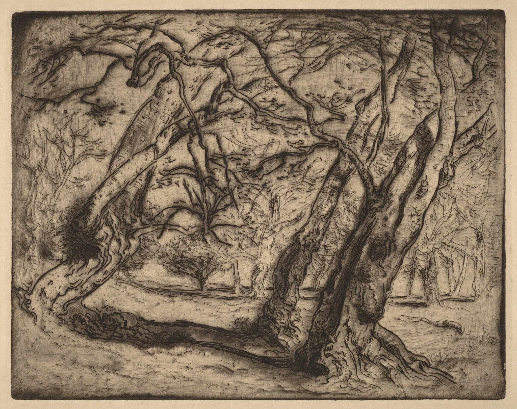 Untitled (Wooded Landscape), by Samuel Colman, ink, 1880