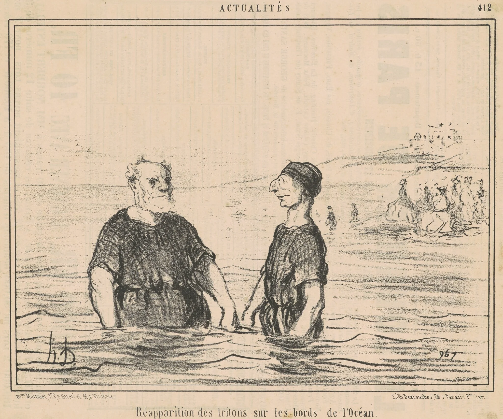 Rèapparition des tritons ... de l'océan, by Honoré Daumier, ink, 1857