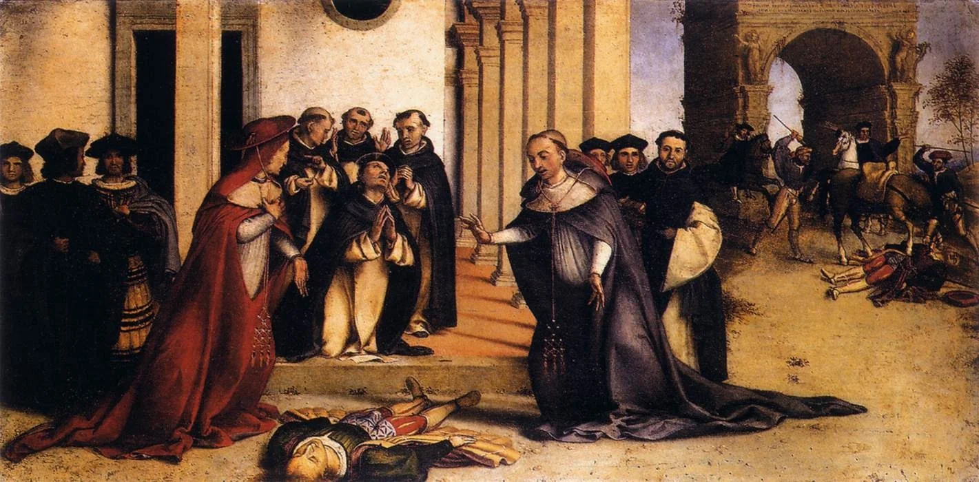 St Dominic Raises Napoleone Orsini, by Lorenzo Lotto, oil, 1513