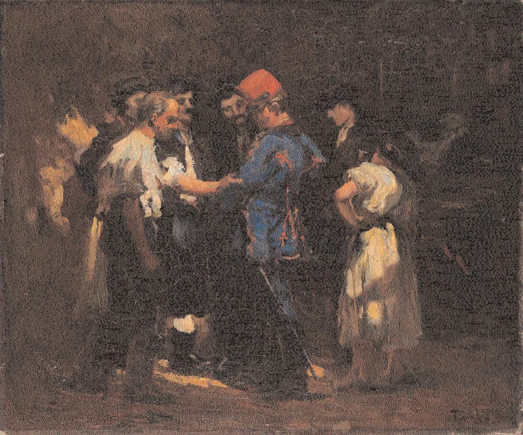 Among Coachmen, by János Thorma, oil, 1902