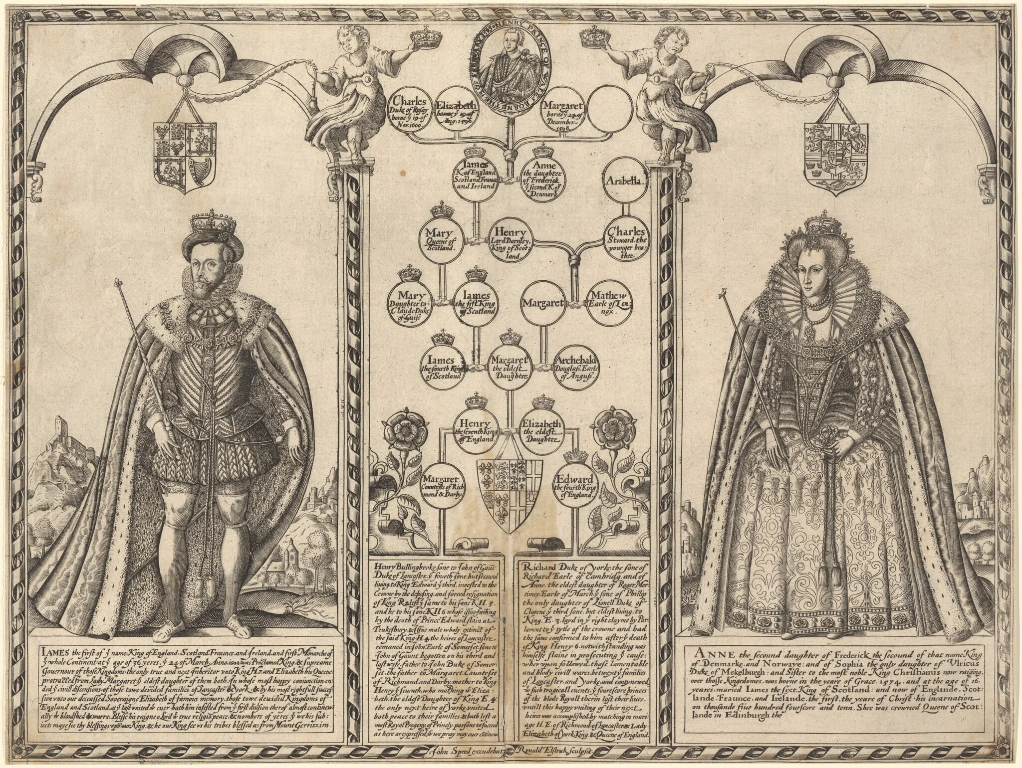 James I and Anne of Denmark, by Renold Elstrack, ink, 1601