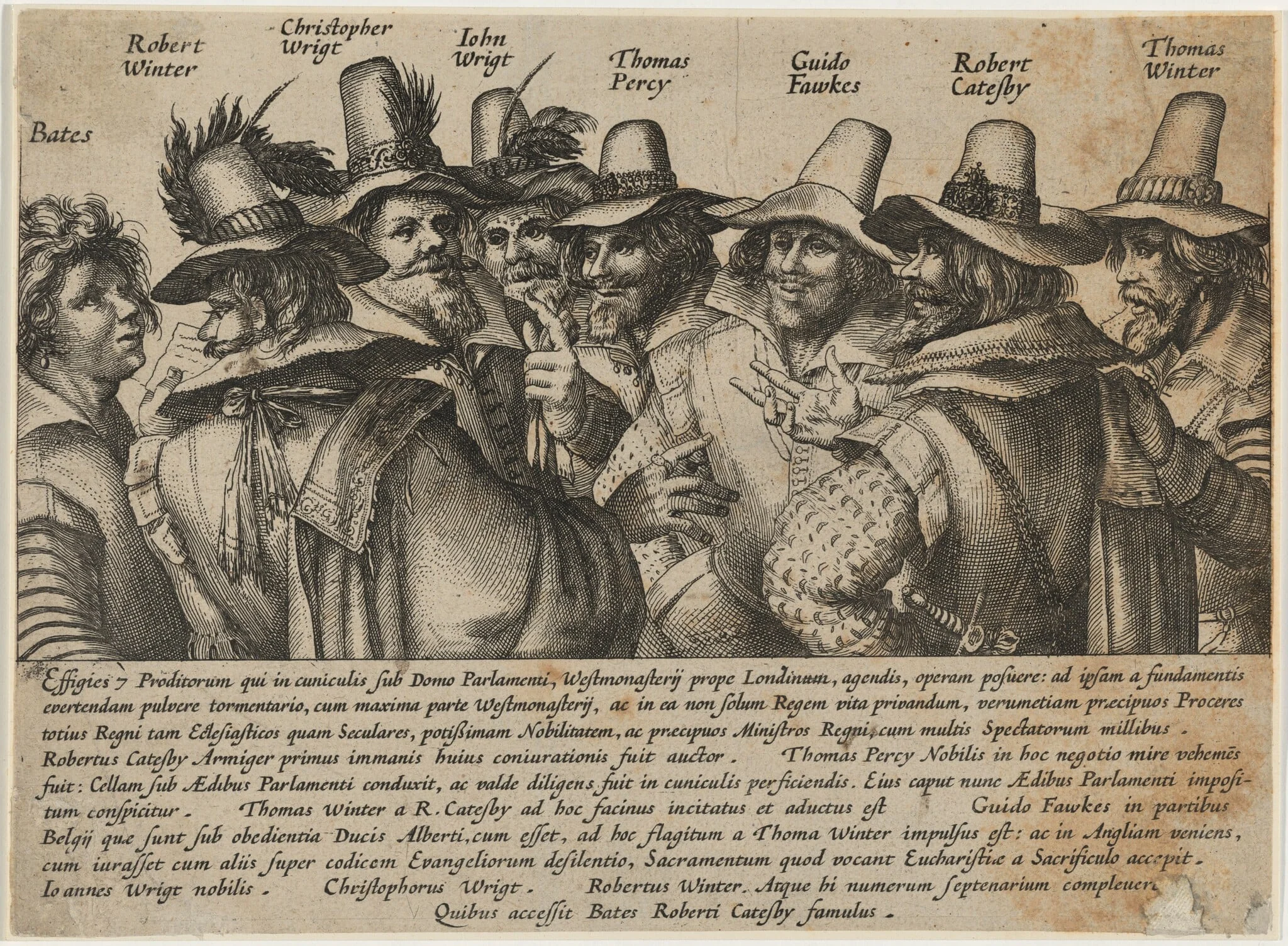 Gunpowder Plot Conspirators, by Unknown 19th Century, ink, 1850