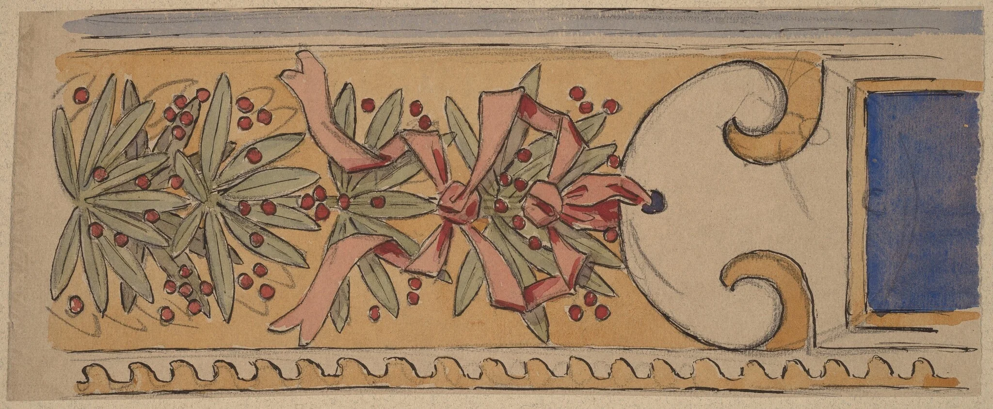 Study for a Border Design, by Charles Sprague Pearce, ink, 1894