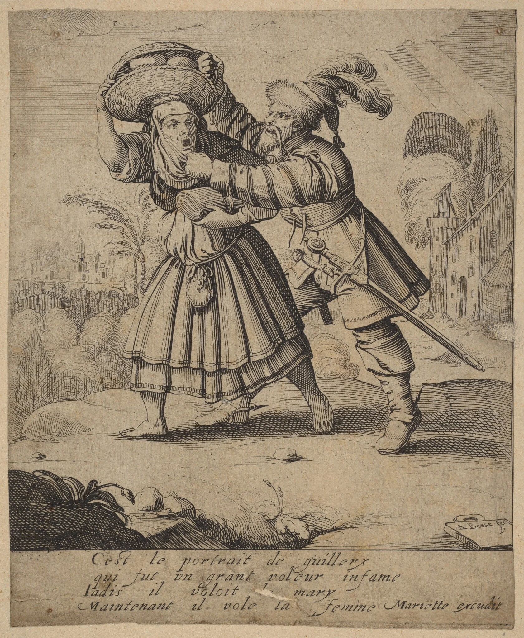 C'est le portrait de Guillery..., by Abraham Bosse, ink, 1639