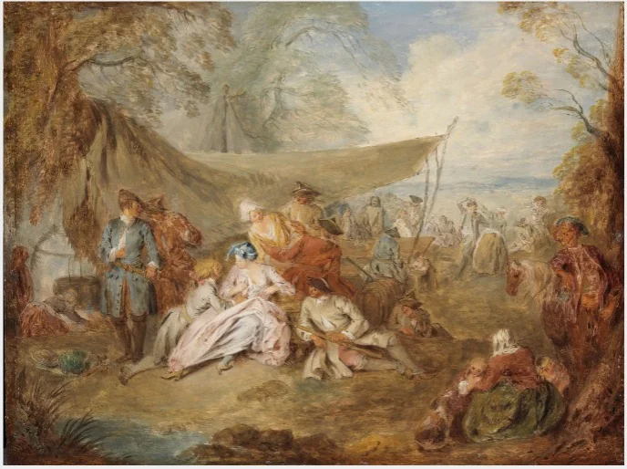 Figures Resting in a Military Encampment