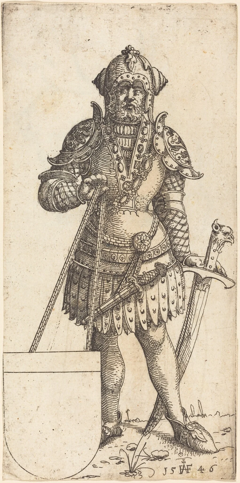 Ludwig II, King of Hungary, by Augustin Hirschvogel, ink, 1546