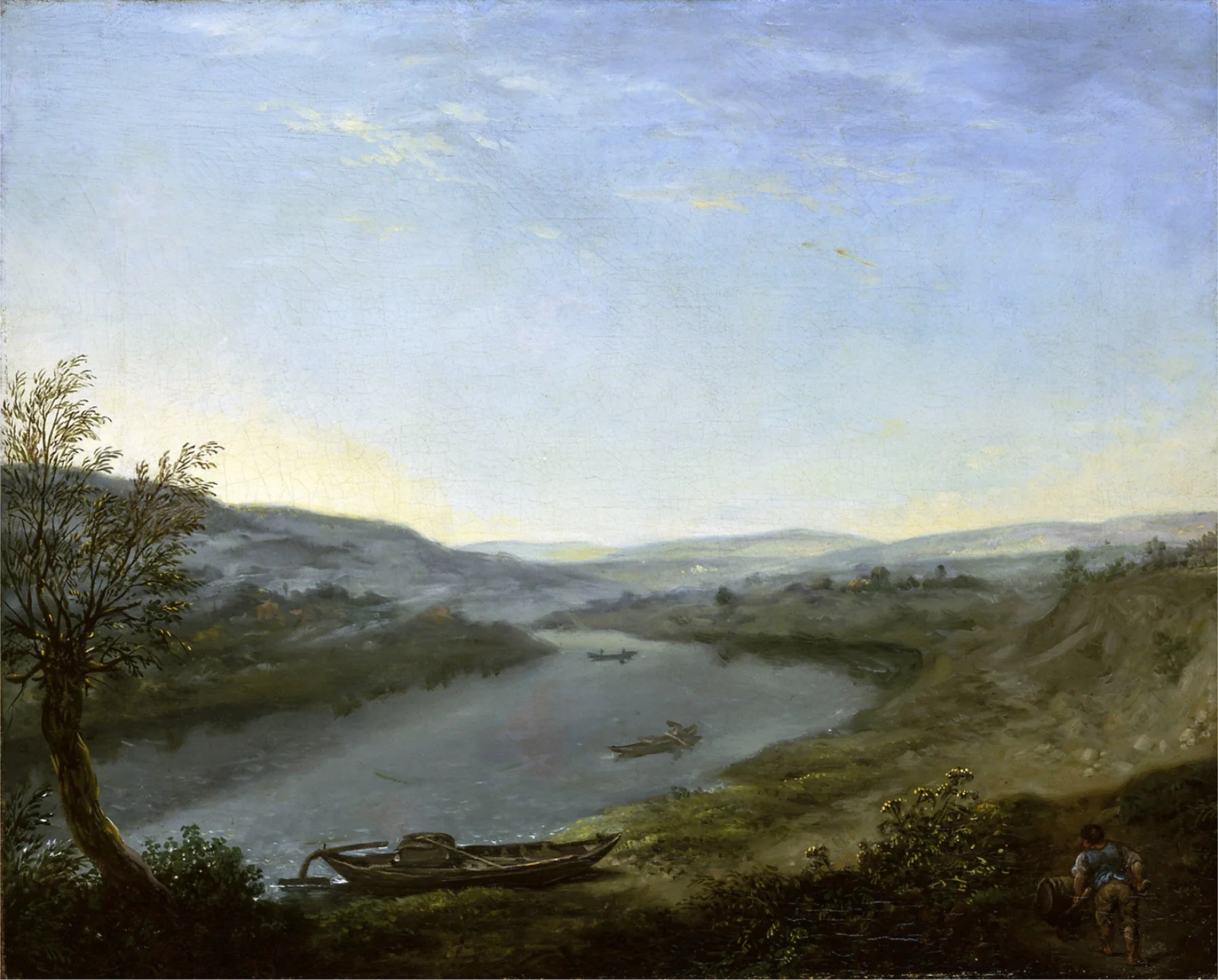 Die Elbe bei Blasewitz oberhalb Dresdens am Morgen, by Anton Graff, oil, 1800