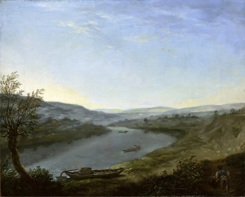 Die Elbe bei Blasewitz oberhalb Dresdens am Morgen