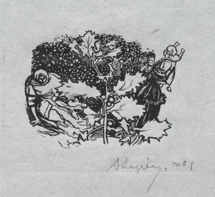 Paris Almanac, 1897:  Tail-piece, Winter, by Auguste Lepère, 1897