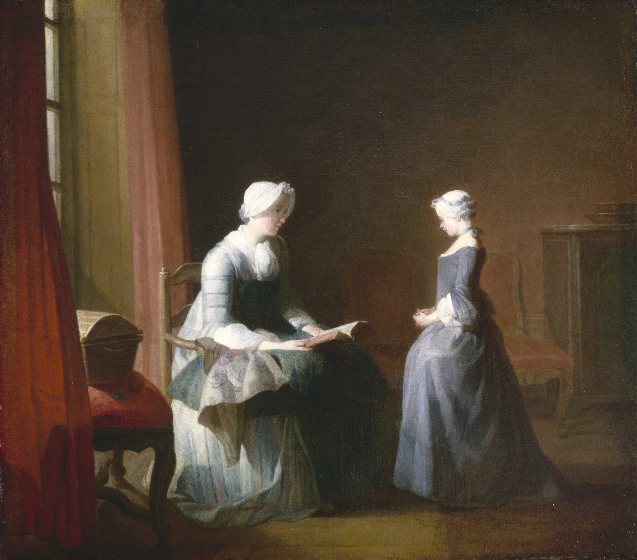 The Good Education, by Jean-Baptiste-Siméon Chardin, oil, 1753