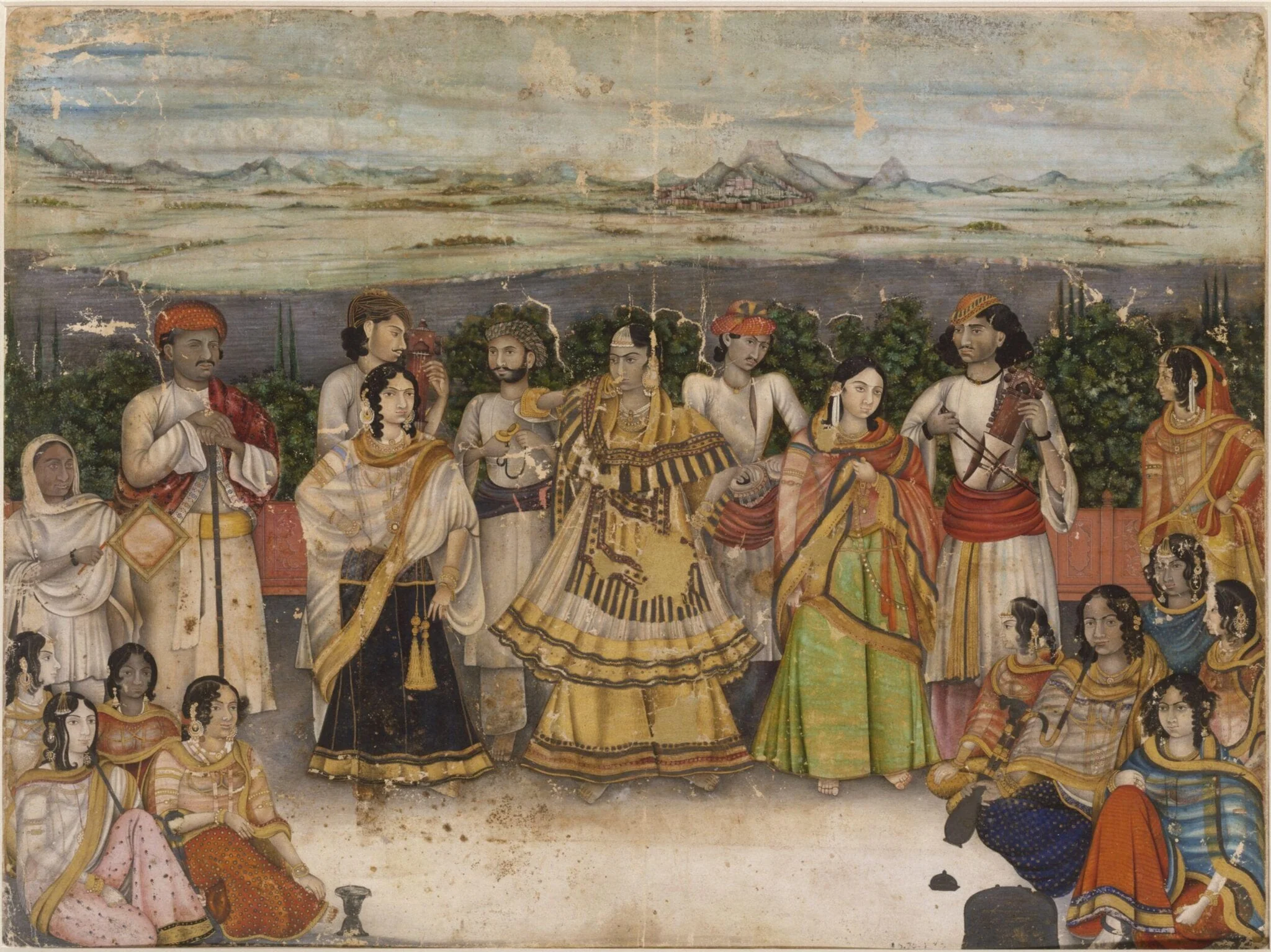A group of dancing-girls and musicians, by Faiz Ali Khan, paint, 1815