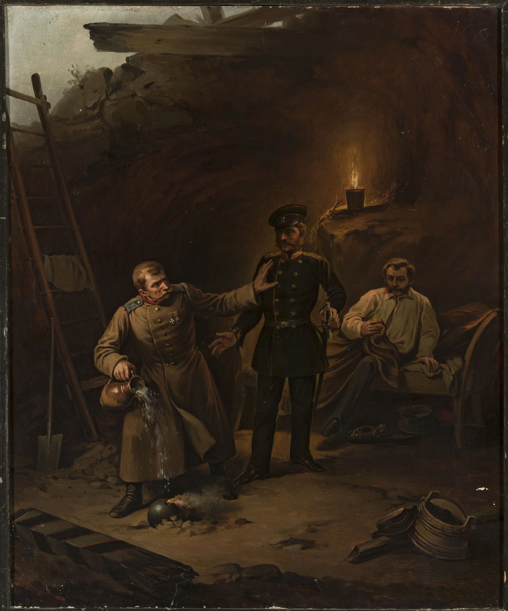Episode from the Crimean Wars – Scene in prison, by Unknown, oil, 1855