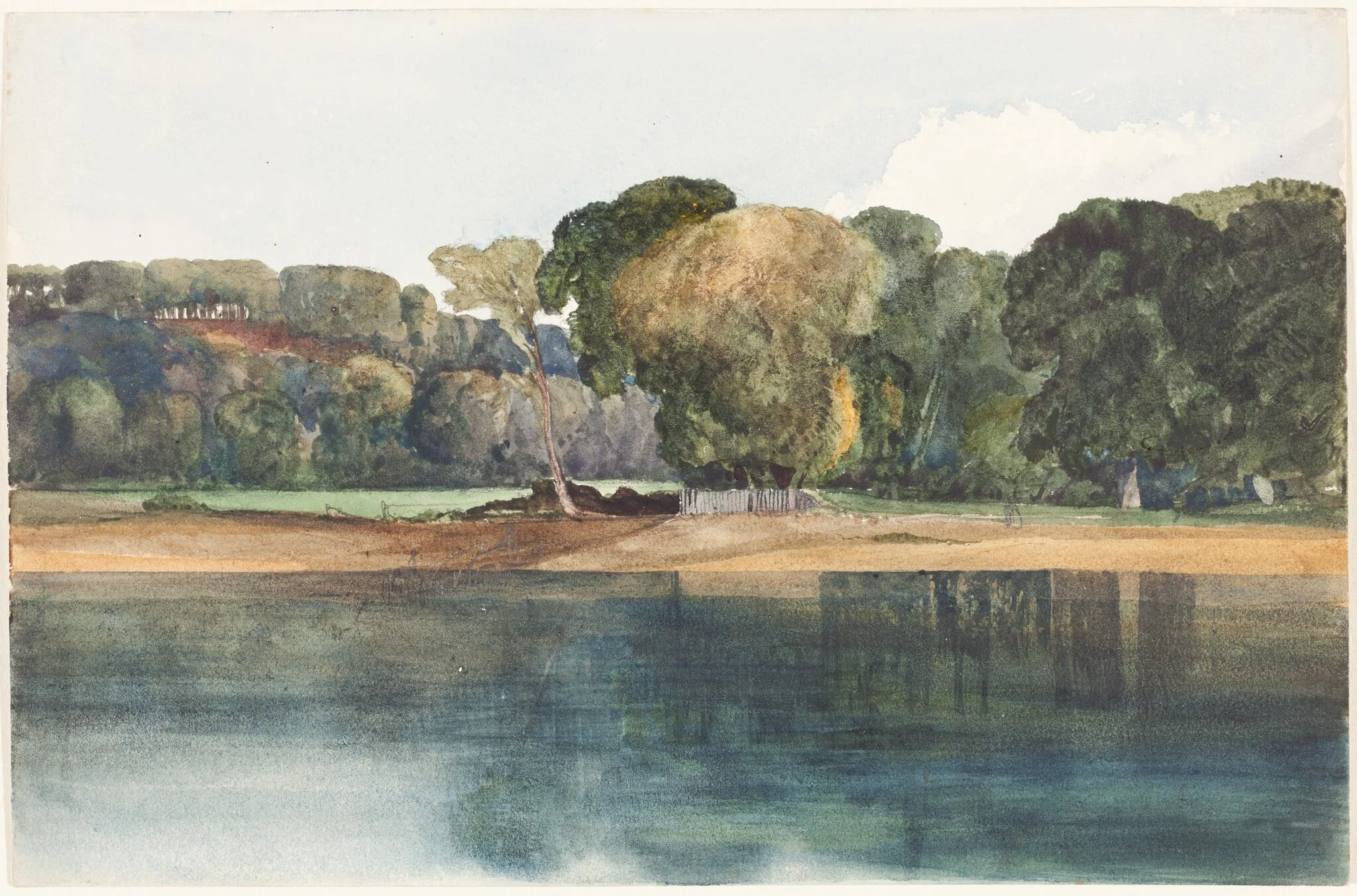 Landscape with Trees and Water, by James Bulwer, graphite, 1834