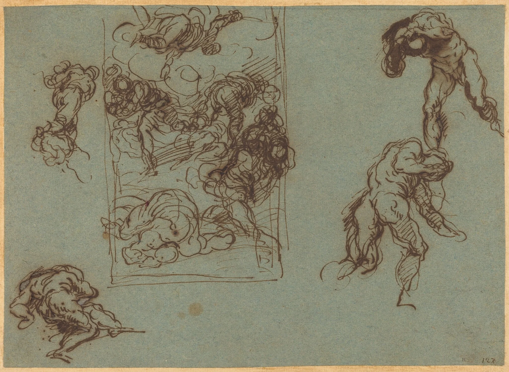 Figure Studies, by Jacopo Palma il Giovane, ink, 1588