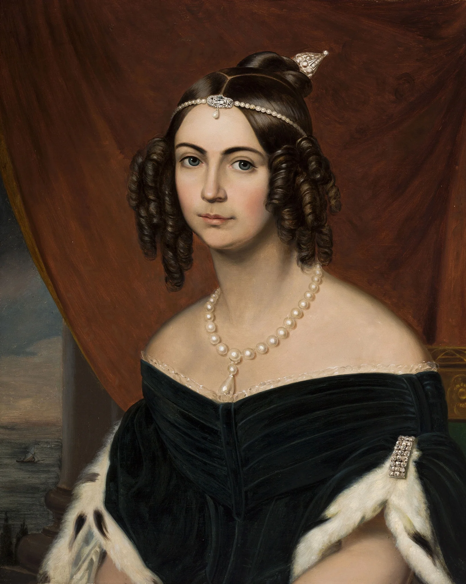 Portrait de Sa Majesté l´Impératrice Douarière du Brésil, Duchesse de Bragance, by Friedrich Dürck, oil, 1839
