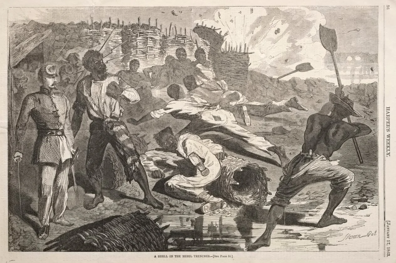 A Shell in the Rebel Trenches, by Winslow Homer, 1863