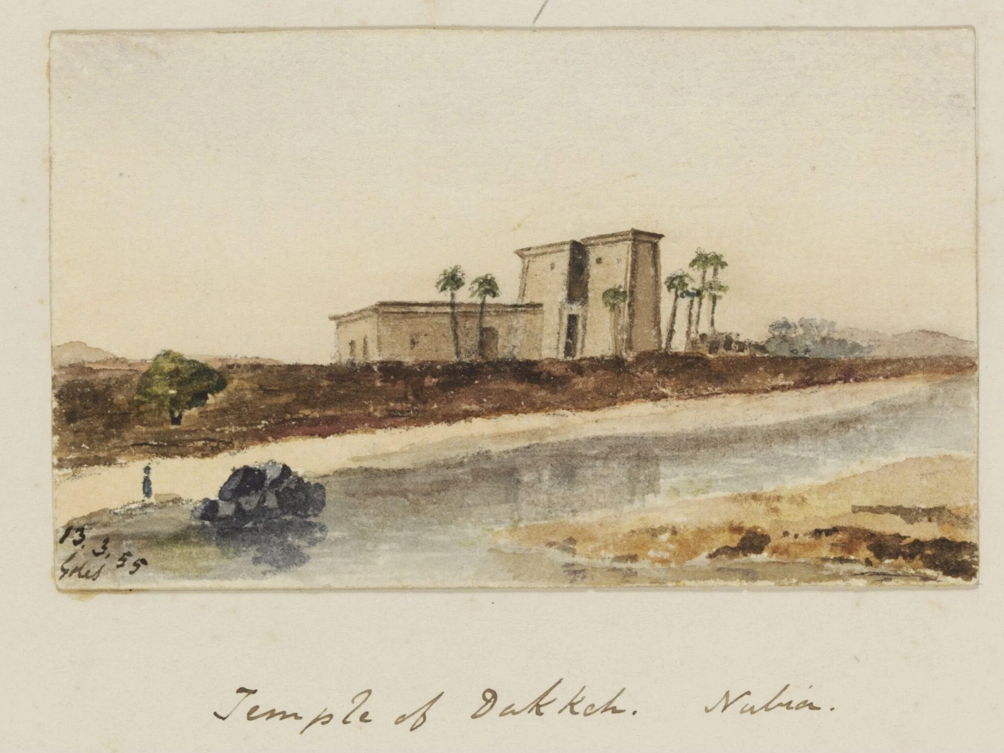 `Temple of Dakkeh.  Nubia', by George de Sausmarez, watercolor, 1855