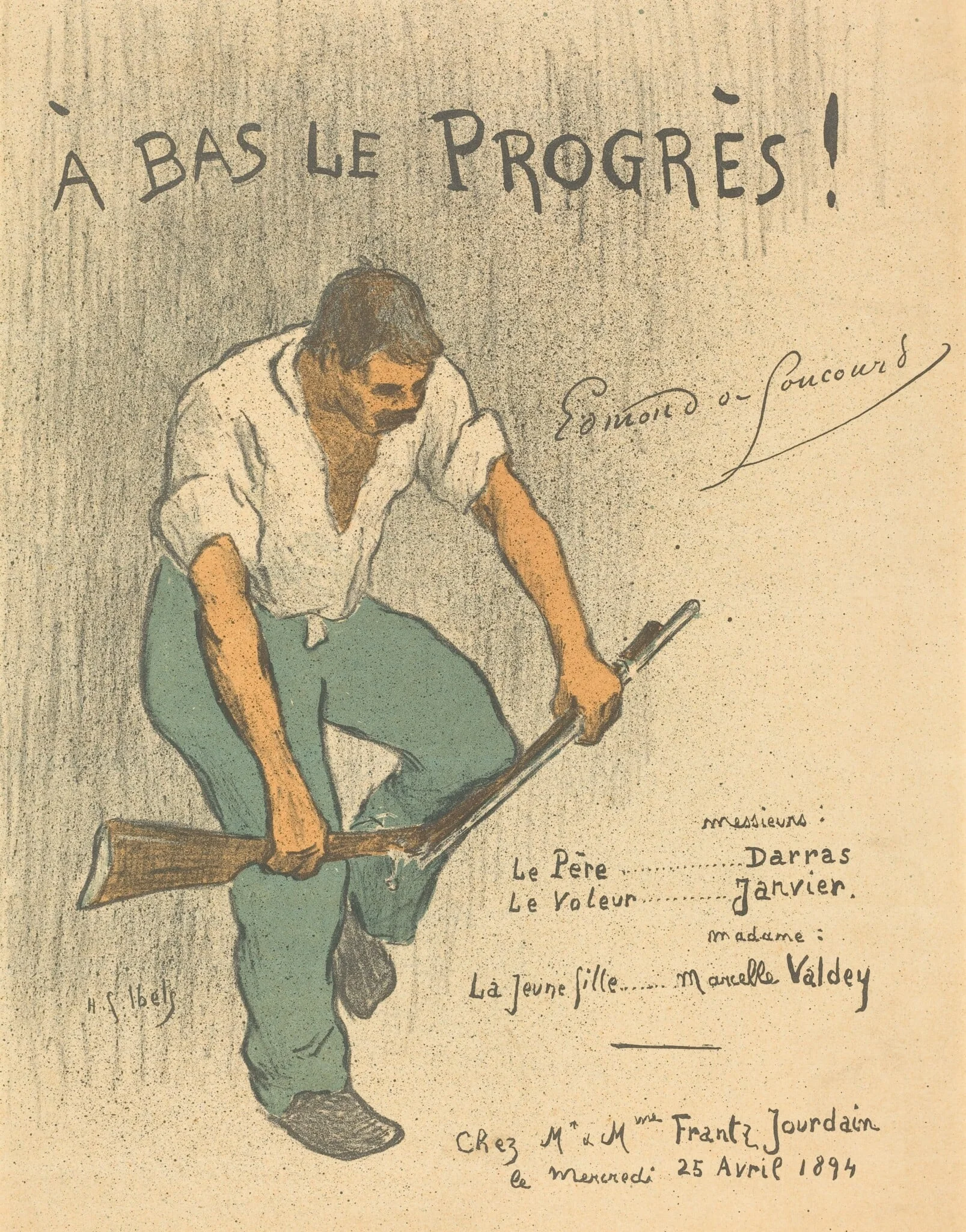 A Bas Le Progrès!, by Henri-Gabriel Ibels, ink, 1894