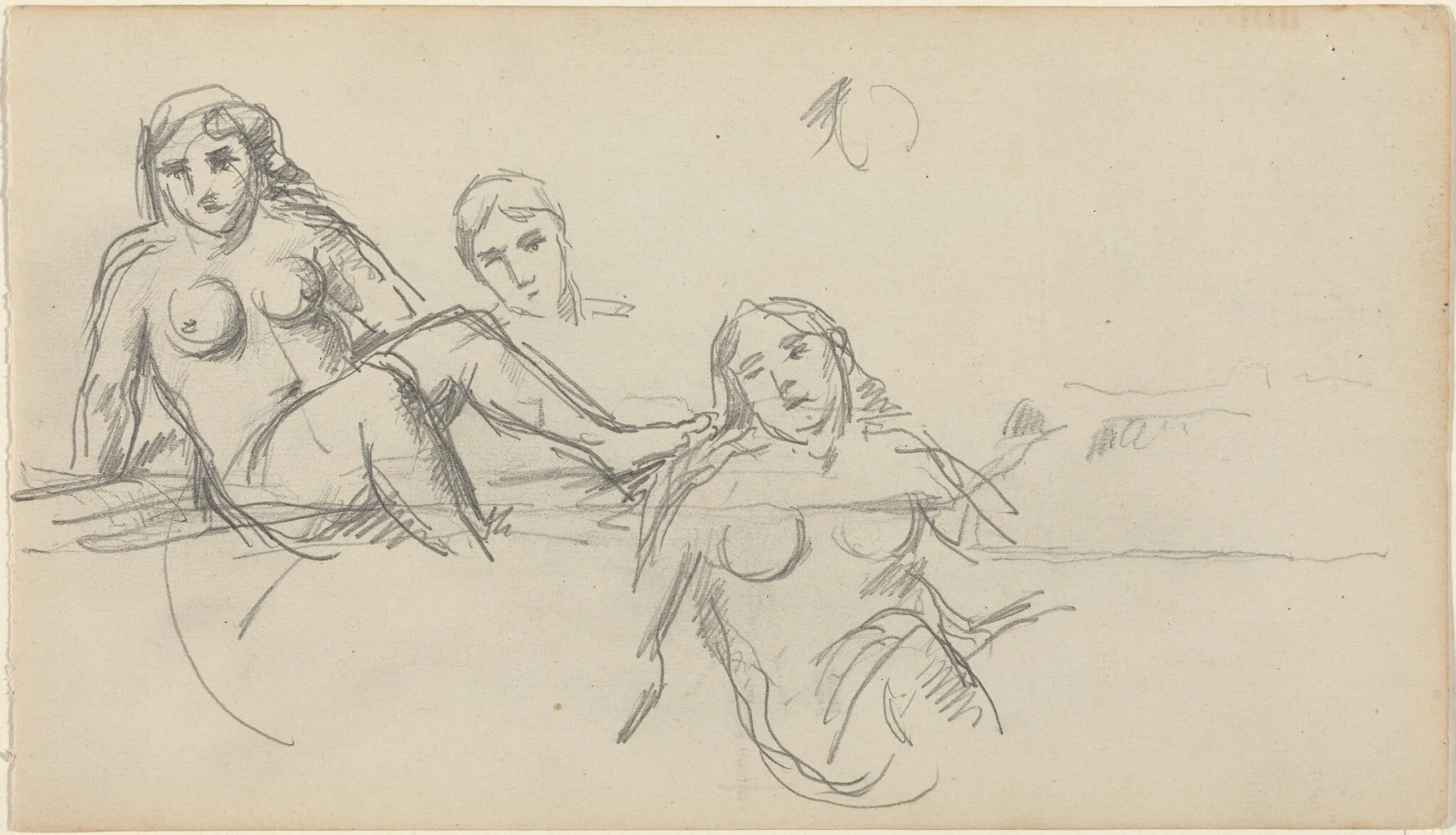 Seated Bather [verso], by Paul Cezanne, graphite, 1884