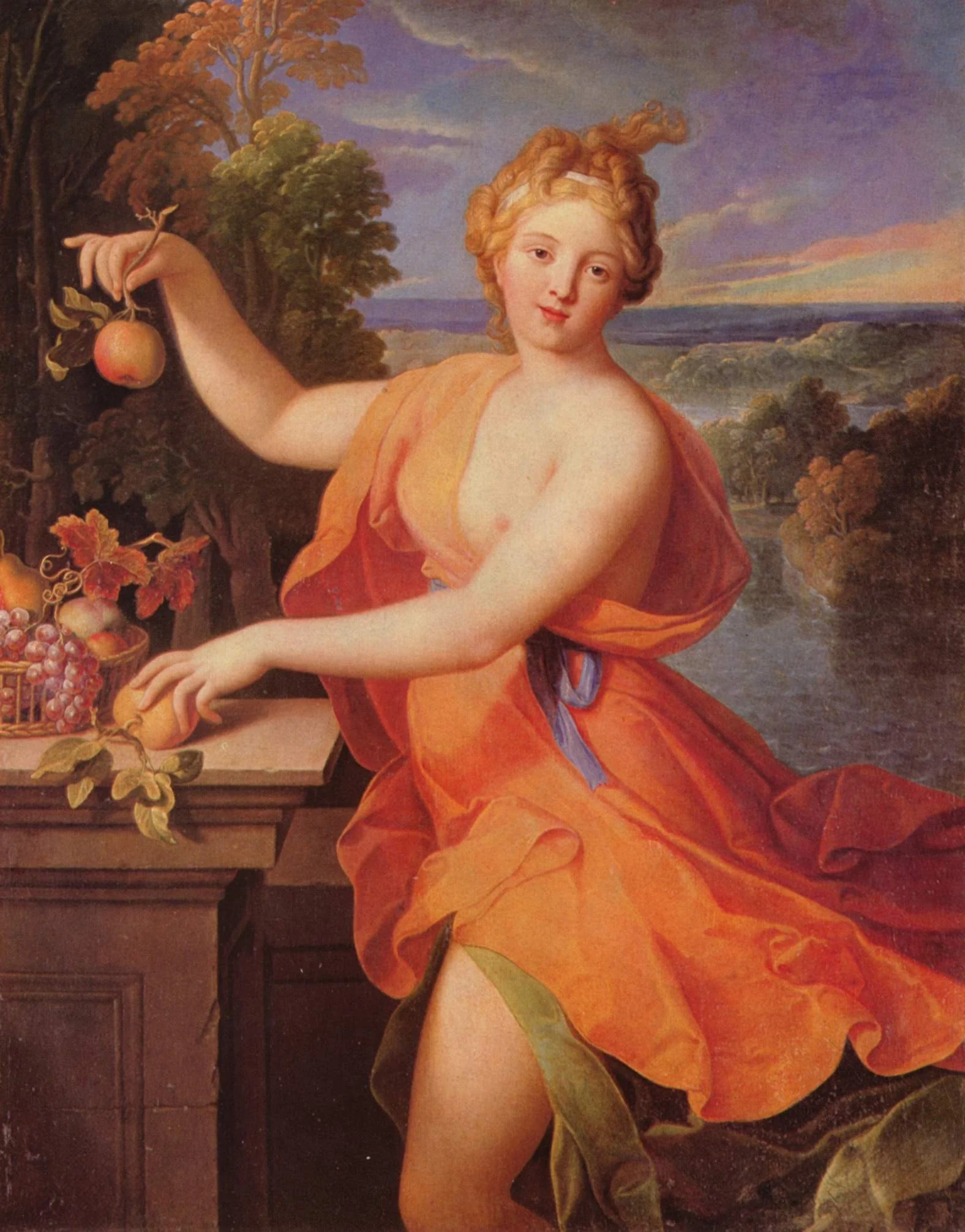 Portrait of a Lady as Pomona, by Nicolas Fouché, oil, 1700