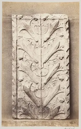Bas-relief portion of friez of fleur de lys in terra cotta