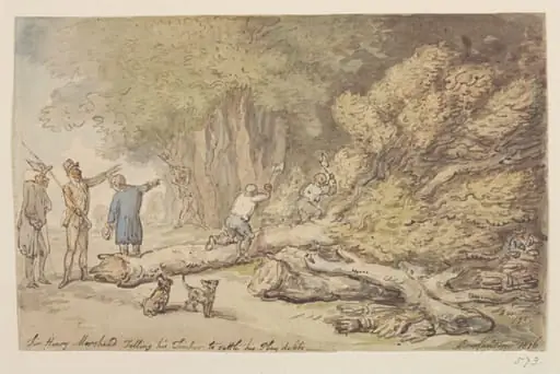 Sir Henry Morshead felling his timber to settle his play debts