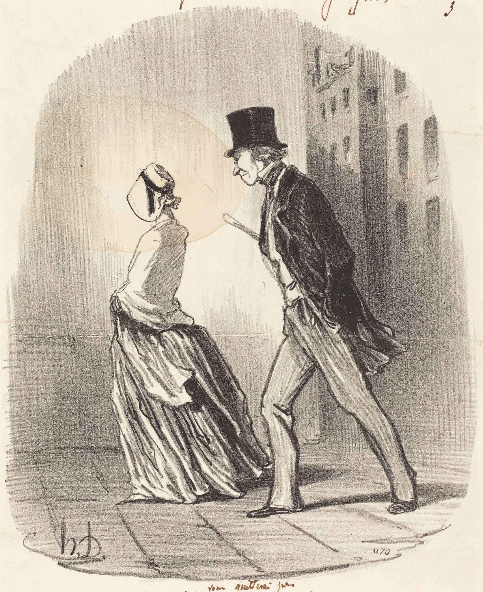 Non, madame, je ne vous quitterai pas..., by Honoré Daumier, ink, 1848