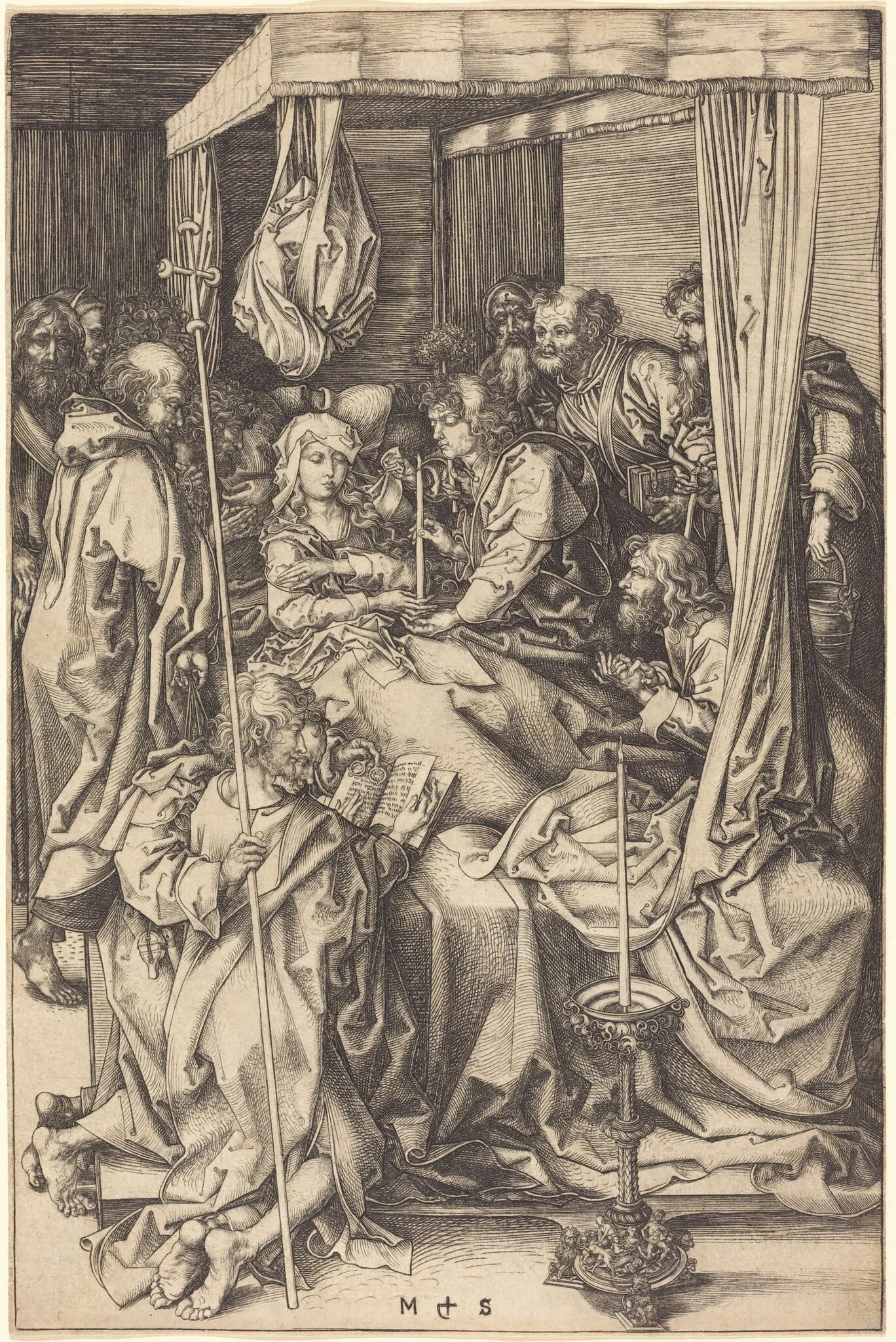 Death of the Virgin, by Martin Schongauer, ink, 1472