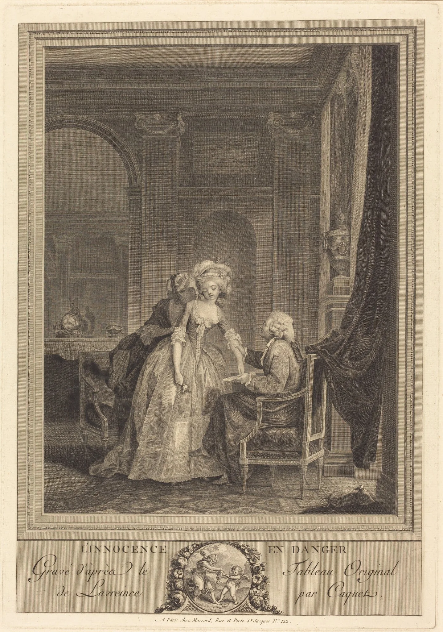 L'innocence en danger, by Jean Gabriel Caquet, ink, 1785